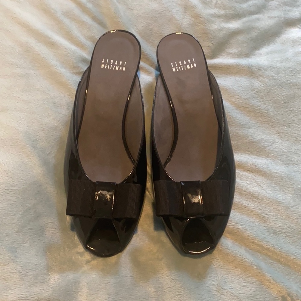 Stuart Weitzman Candy Patent Leather Wedge Mule